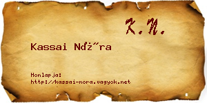 Kassai Nóra névjegykártya